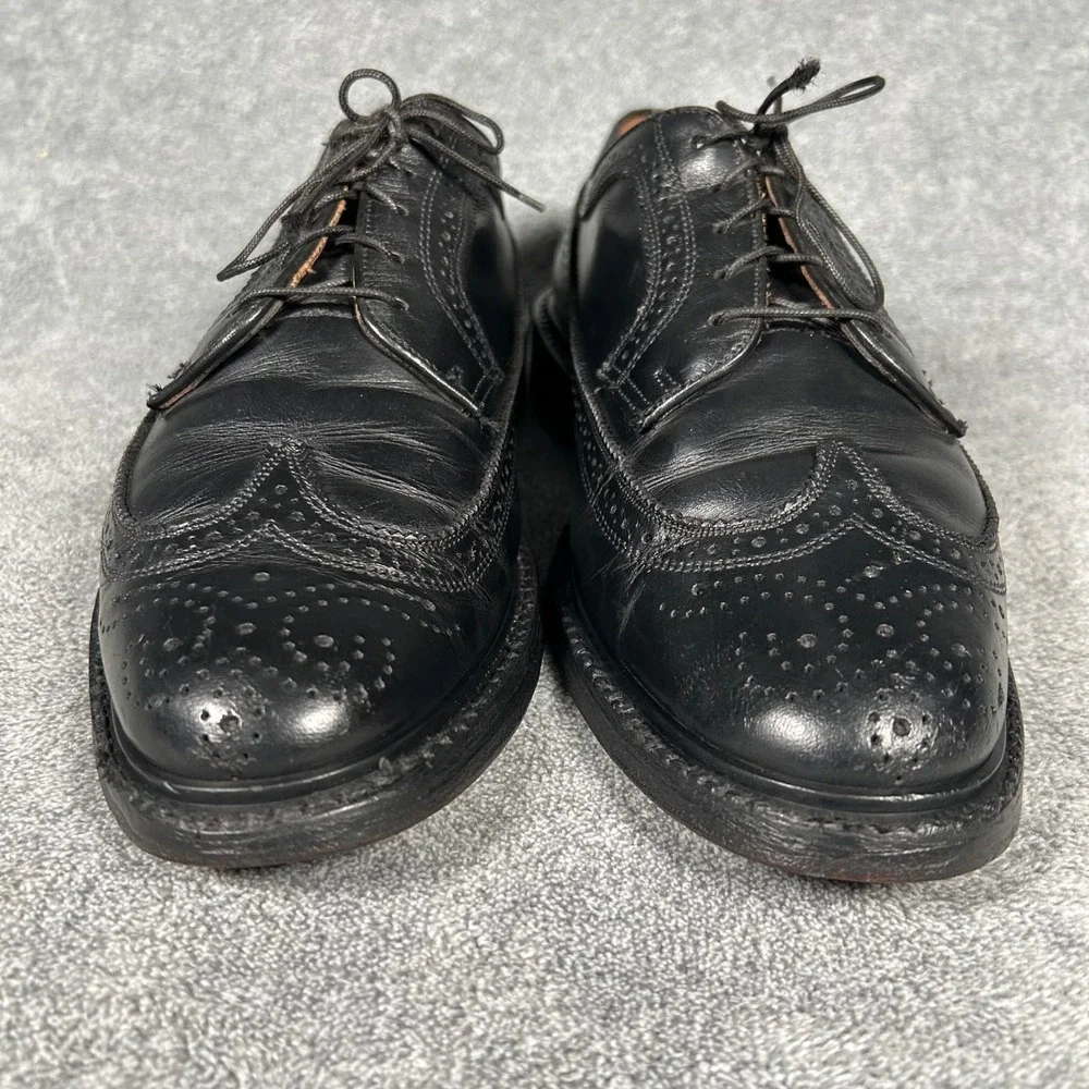 VTG Florsheim Imperial Sibley's Detroit Longwing Derby Black Shoes Men 9.5 D USA